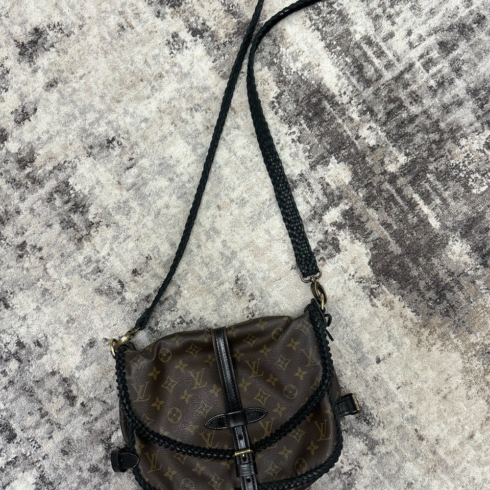 Louis Vuitton Brown and Black Crossbody Bag with Adjustable Strap